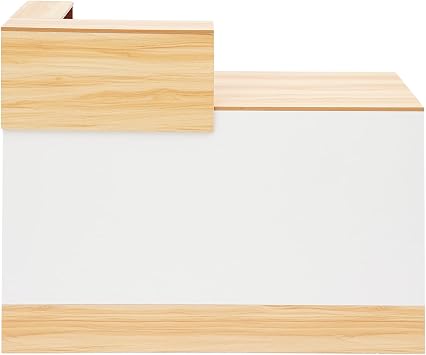 Reception Desk with Counter,Modern Counter Table with Storage Drawer & Cabinet,47 inch Retail Counter for Checkout, Lobby, Beauty Salon,Barber and Small Company Left Tall/Yellow White