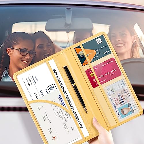 Image of CoBak Car Registration and Insurance Holder | Vehicle Glove Box Organizer, Auto Truck Compartment Document Case with Magnetic Closure for Insurance & Driver License