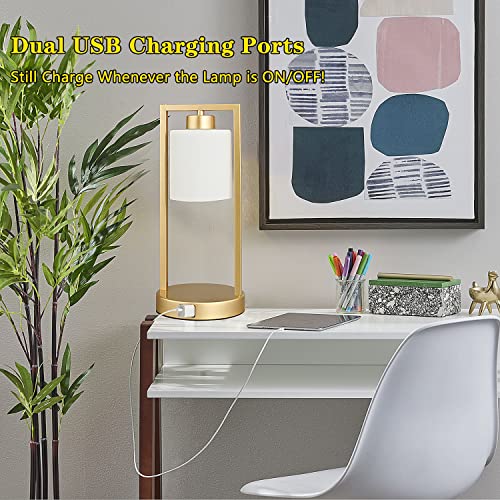 Easebri Gold&White Lamps Set Of 2, Touch Table Lamp 3-Way Dimmable, 16” Bedside Nightstand Lamps With Frosted Glass Shade, Industrial Desk Lamps For Bedroom Living Room Office, Led Bulbs Included #TOP3