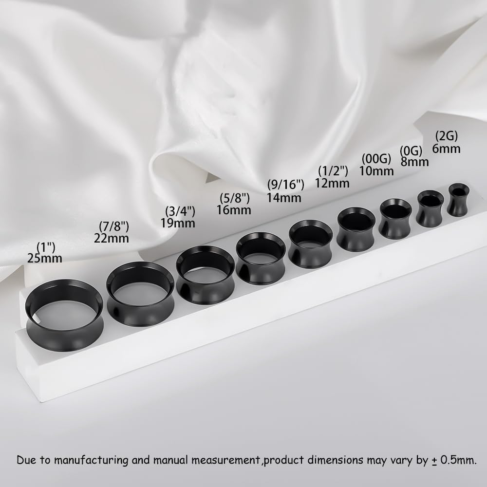Vankula Tunele do uszu, 1 para Double Flared Flesh Plugs ze śrubą, stal nierdzewna, dla mężczyzn i kobiet, biżuteria 6 mm do 22 mm