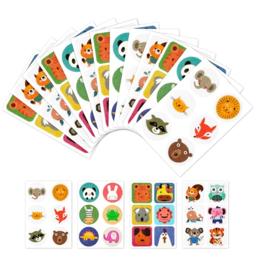 AOOWU Pegatinas Antimosquitos, 144 PCS Parches de Citronela Antimosquitos, Repelente de Insectos Natural Acción Hasta 8H, Repelente de Mosquitos de Dibujos Animados Bebés, Niños y Adultos