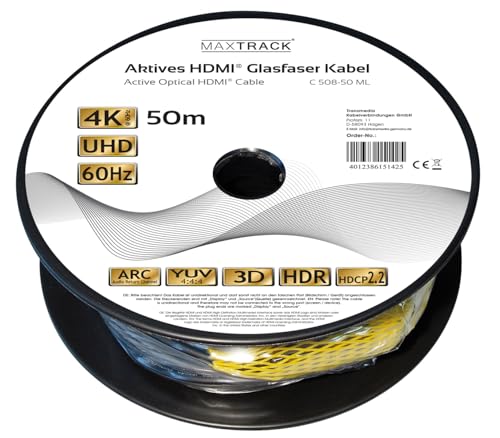 Câble HDMI 2.0 actif optique Transmedia C508-50ML haute précision HDR