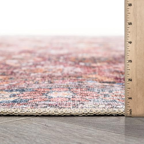 Rugshop Multi Transitional Vintage Bordered Runner Rug — Machine Washable, 2'6"x10' for Hallway, Entryway and Kitchen