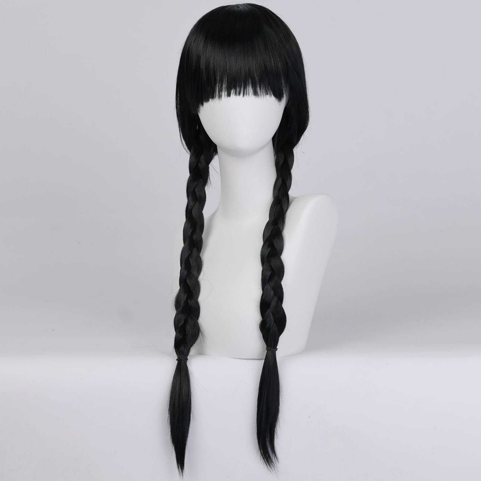 DAVBNM Long Braided Wig with Necklace Black Wigs With Bangs Cosplay Wig for Halloween Party Cosplay - Image 4
