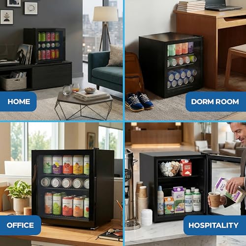 Image of Avanti 60-Can Beverage Center Refrigerator with Glass Door, Adjustable Shelves, Full Range Temperature Control 32F-50F, Black