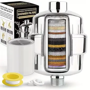 20 Stage ABS Water Softener Shower Filter for Bathroom | Hard Water Softener Filter for Better Hair and Skin | Fits All Taps & Showers | Removes Lead Chlorine, Hardness, Fluoride & Impurities