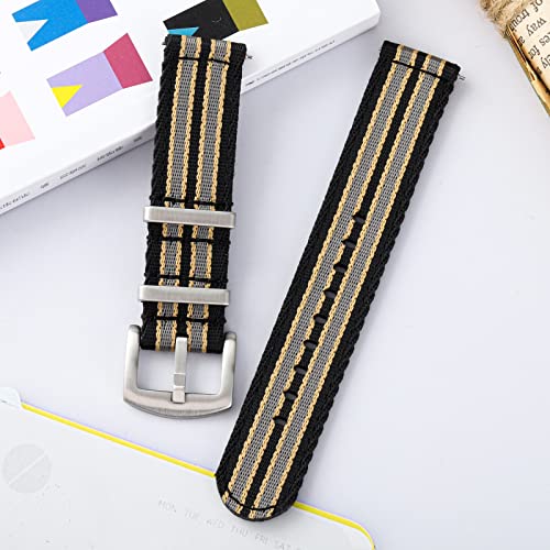 watchdives Nylon Watch Band 20mm Fast Release Watch Band Multicolor Replacement Watch Straps for Men Women(20mm,Black Khaki Gray) by watchdives - Used condition - Image 8