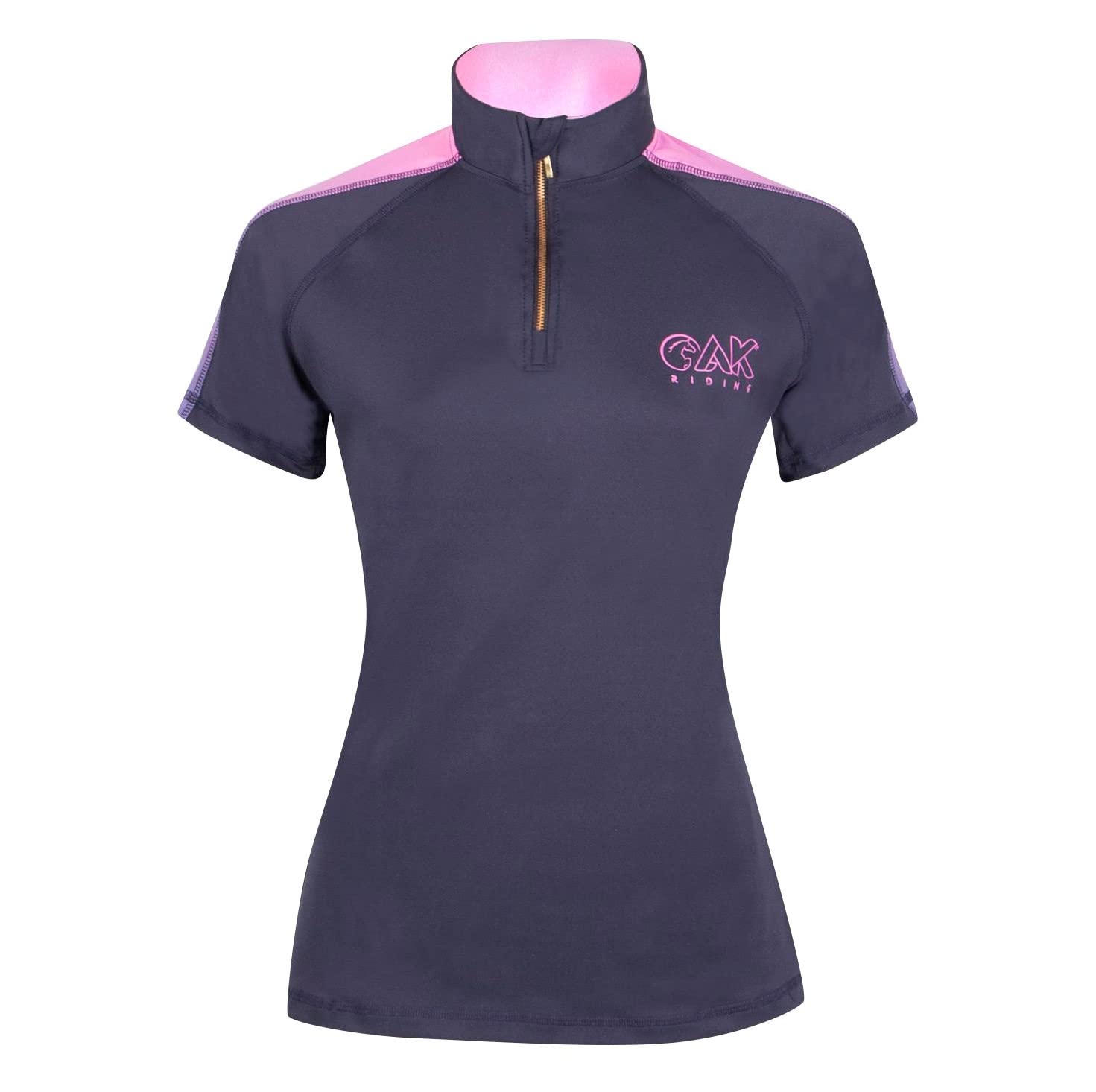 Ak Riding Sports Women's Navy/Pink Ak Aslan Short Sleeve Horse Riding Base Layer Akrs-6062 (As8, Alpha, X_s, Regular, Regular, )