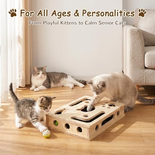 Rascador para gatos de madera maciza grande para colocar junto al sofá 7