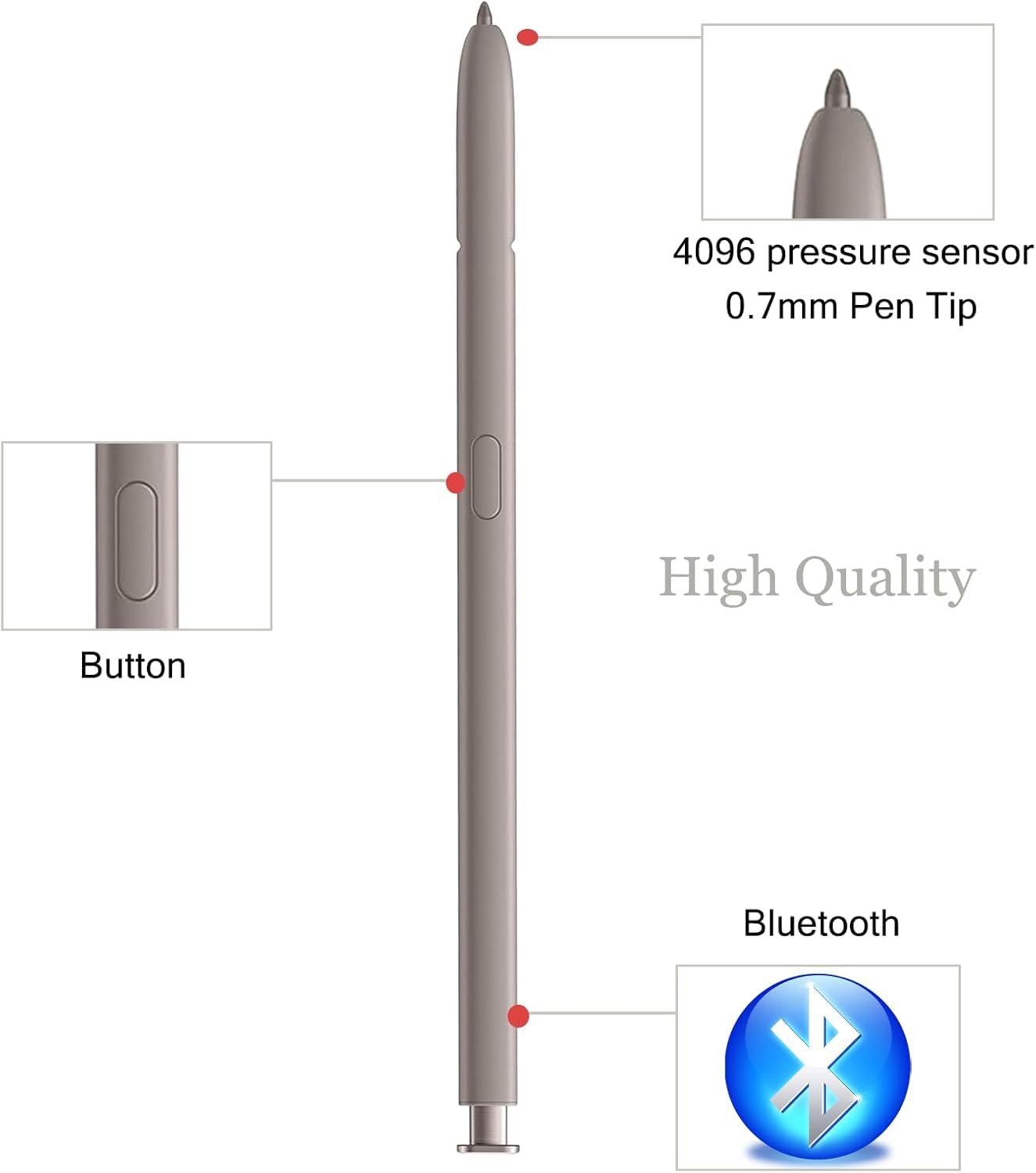 Lápiz para S24 Ultra S Pen de Repuesto para Samsung Galaxy S24 Ultra S Pen, Samsung S Pen EJ-PS928,EJ-PS928BJEGEU con Bluetooth (Gris)