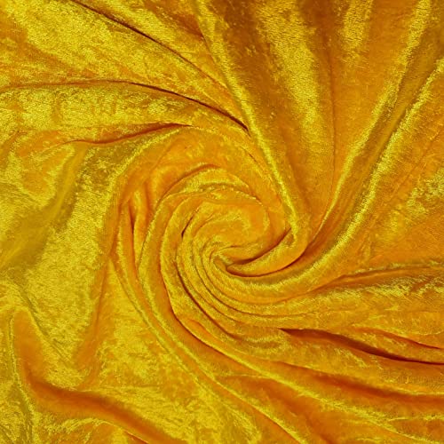 Tela de terciopelo aplastado de alta calidad, material de terciopelo elástico, 150 cm, extra ancha -EP (amarillo, 1 metro)