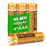 Akkus NI-MH AAA Wiederaufladbare 4 Stück 550mAh 1.2V HHR-55AAABU für Panasonic BT Gigaset Telefone Zuhause Büro Langzeitnutzung