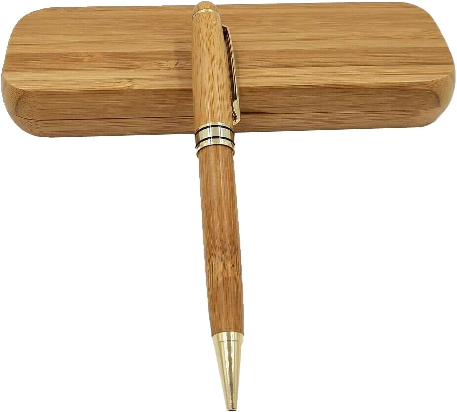 Fancy Minimalist Wooden Pens - Gentlemen Nice Pens Handcrafted Unique Business Pens for Men, Cool Old Fashioned Pen and Case Set Wood Pen Gift for Journal Writing, Brown