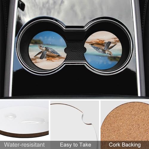 Portavasos para auto con diseño Tortuga marina 2.6" 2 piezas miniatura 5