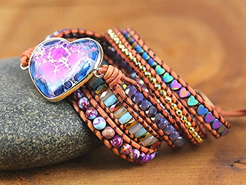 Image of Boho Stone Wrap Bracelet for Women,Turquoise Beaded Bracelet Jewelry Gift