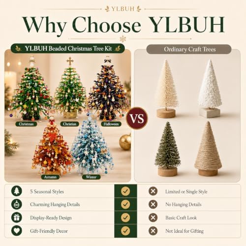 DIY Beaded Christmas Tree Kit, 3D Crystal Bead Holiday Craft Set for Adults - 2