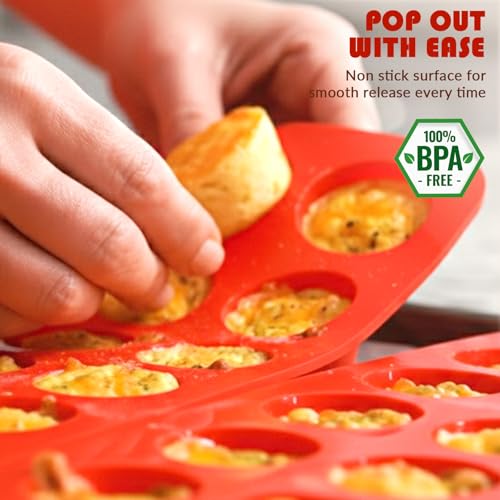 Image of HKNMTT Mini Silicone Muffin Pans for Baking 24Cups BPA-Free Egg Bites Molds