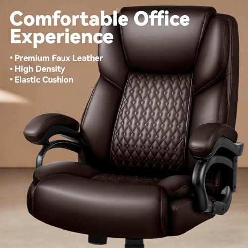 Image of Waleaf 600lbs Big and Tall Office Chair, Heavy Duty Chair for Heavy People, Adjustable Ergonomic Lumbar Support Executive Chair, Large High Back and Quiet Rubber Wheels