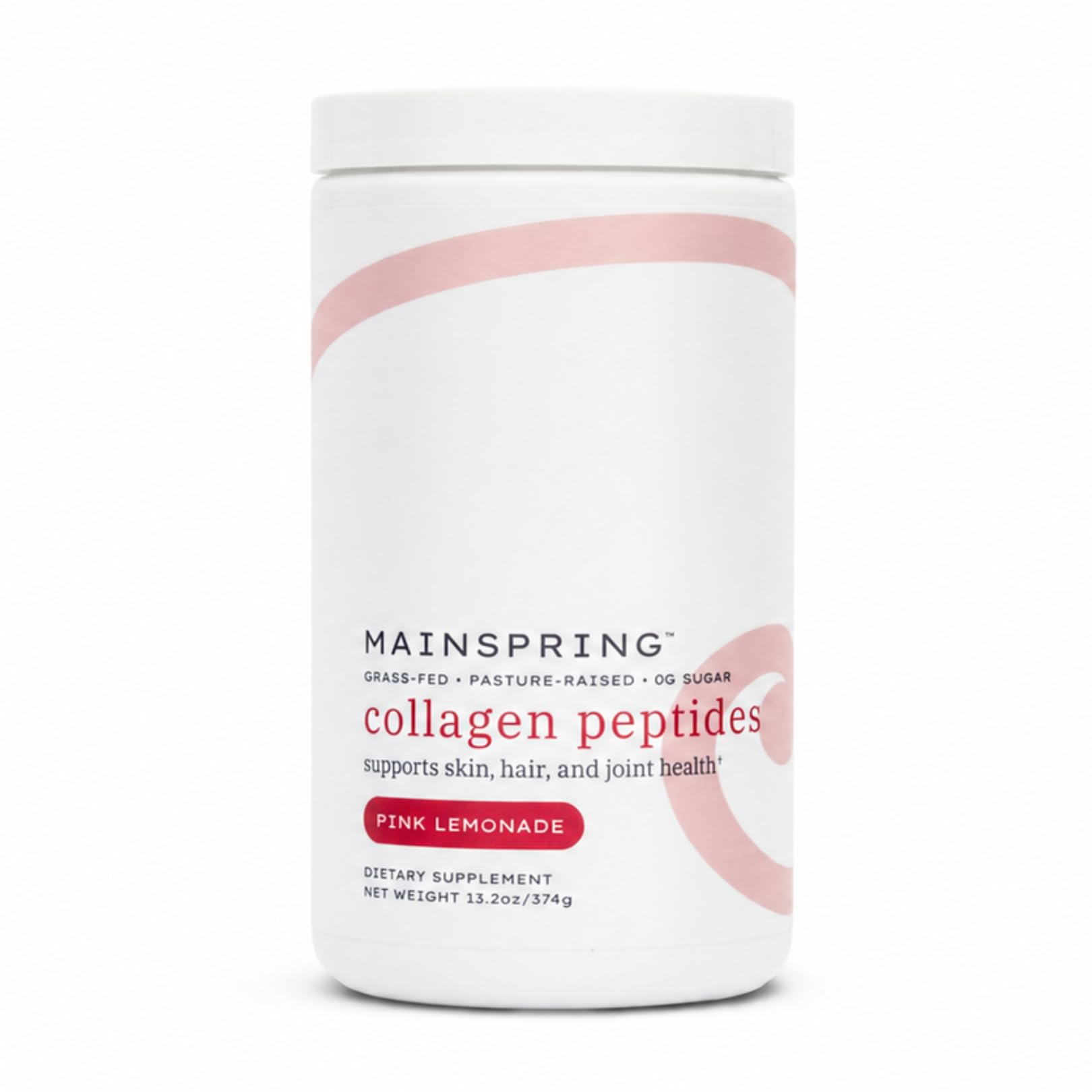 Mainspring Pink Lemonade Collagen Peptides Powder, Grass-Fed Hydrolyzed Collagen Protein, Naturally Flavored, Supports Hair, Skin, Nails & Joint Health, 13.2oz/374g