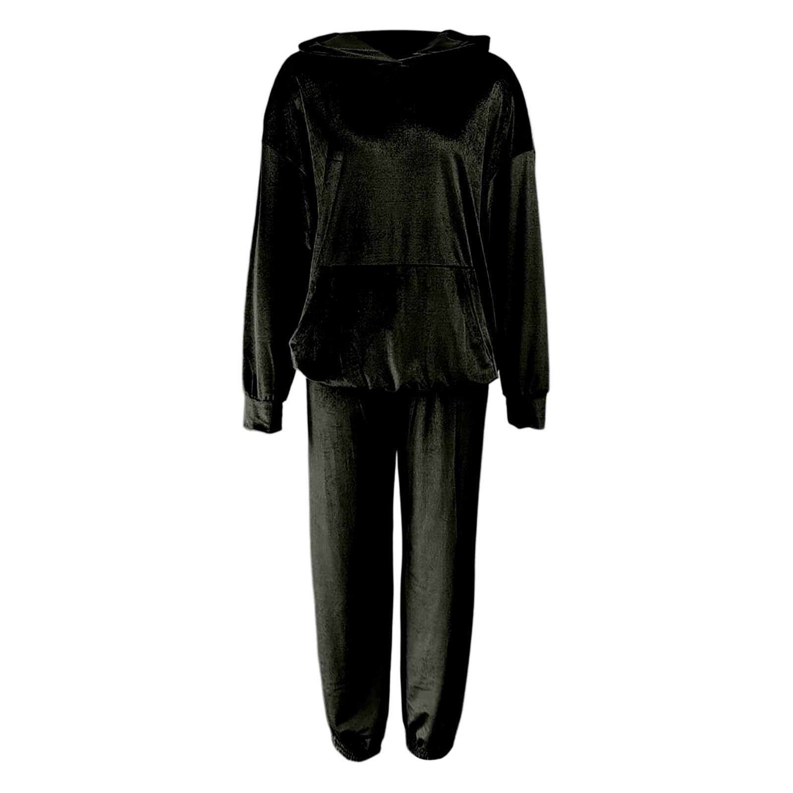 Tuta Donna Sportiva Autunno Con Cappuccio Pantaloni Jogger Due Pezzi