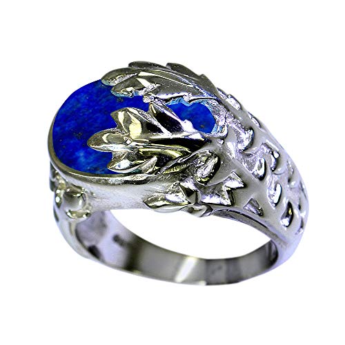 Bague ovale lapis lazuli naturel en argent sterling 925 mixte pour homme et enfant