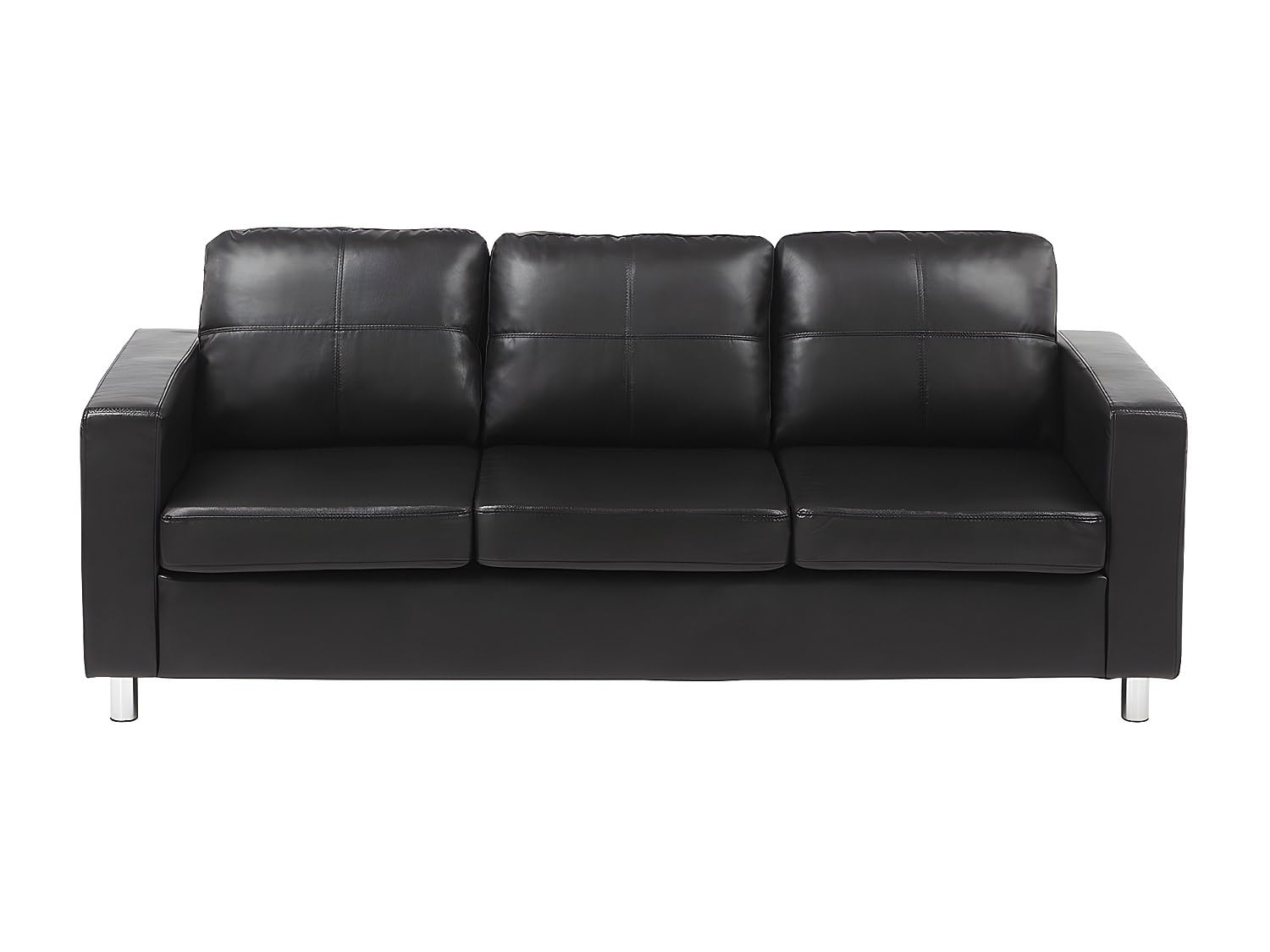 Vente-unique - Sofá Fijo 3 plazas Ackley - Piel sintética - Negro