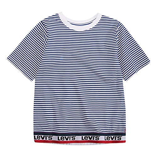 Levi's Girls' Toddler Boxy Knit T-Shirt, Blue/Taping, 2T