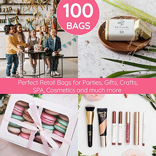 Image of Choice Marts 100 Pink Thank You Bags With Handles 9x12 Merchandise Bags
