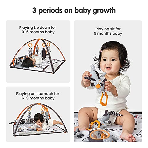 Tumama Baby Gym With Soft Removable Toys, Black And White High Contrast Baby Activity Mat Baby Play Mats For Tummy Time Infants Newborn Babies Shower Birthday Gifts,Washable #TOP1