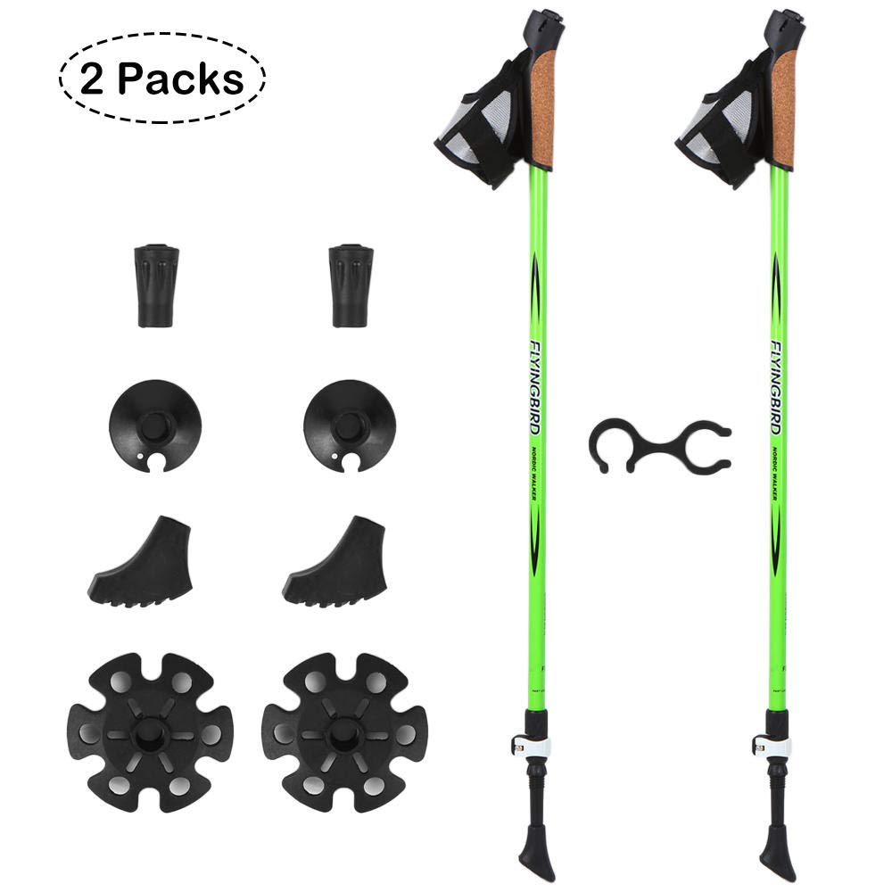 work out Bastón de Senderismo Bastón de Trekking Plegable Anti-Choque Ultra Ligero Ajustable Bastones de Marcha para Practicar SenderismoCaminar Viajar 1 par-Carbón