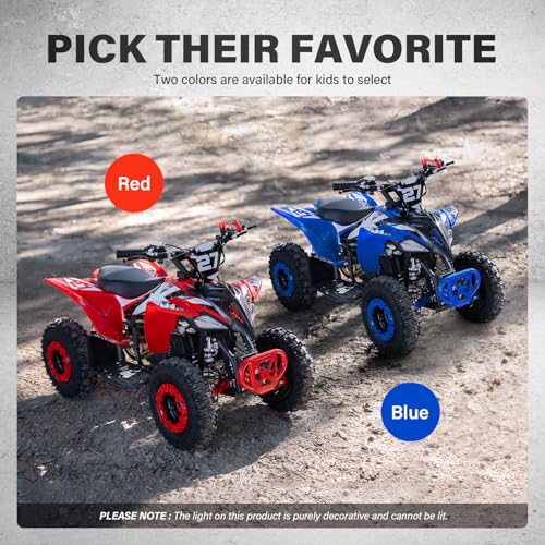 Gas 4 Wheeler Gas Powered 49cc Kids ATV with Kill Switch, Tether Lanyard Hydraulic Brakes Gear 15 MPH, Red
