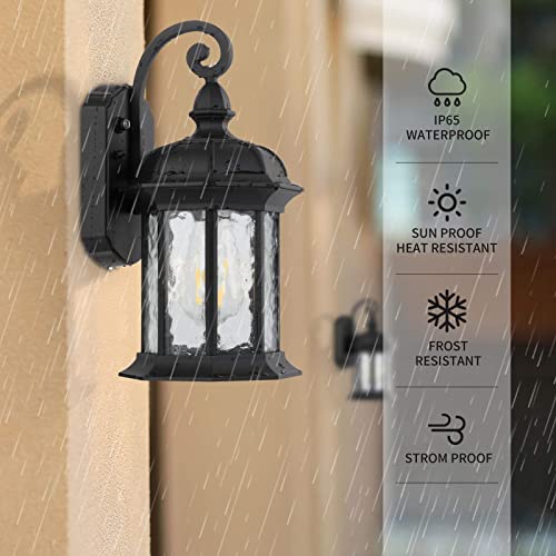 Cinoton Dusk To Dawn Outdoor Wall Lighting, Outdoor Wall Lantern With Water Ripple Glass Waterproof Wall Sconce For Porch, Front Door, Patio Or Garage, 1 Pack #TOP3