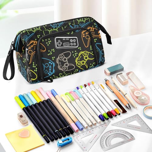 Image of Fisyme Funny Video Game Pencil Case Large Capacity Pencil Pouch Pen Bag Box Big Makeup Pencil Case Organizer
