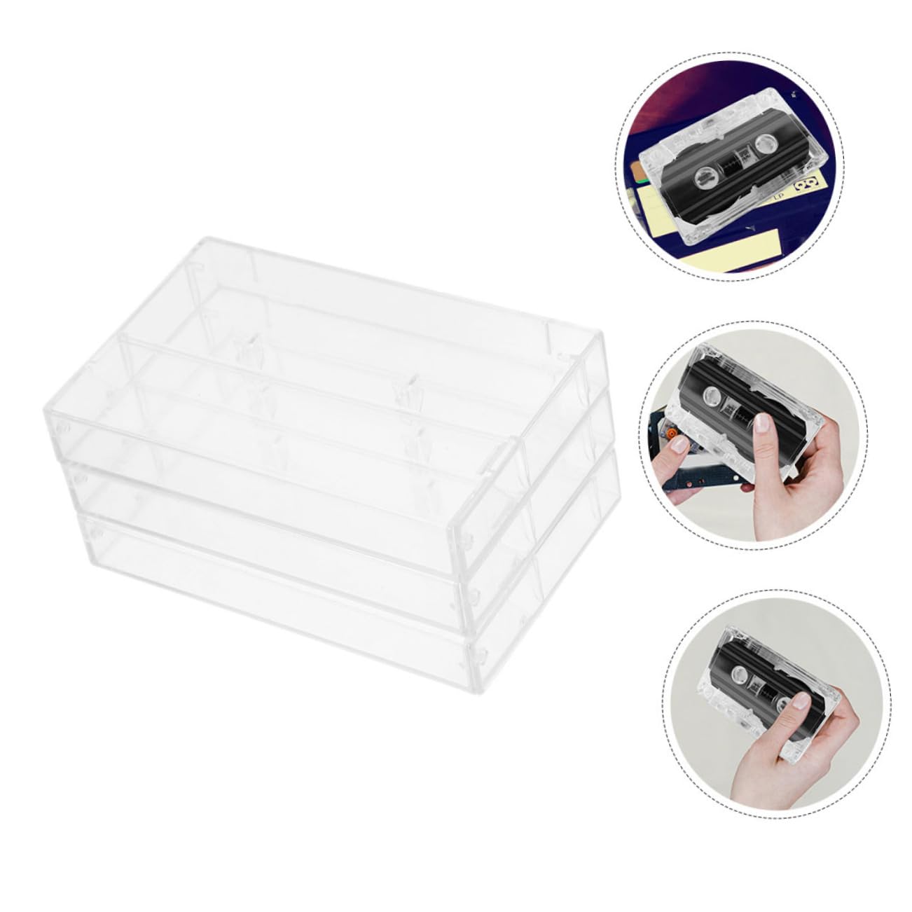 Amosfun Custodia Trasparente per Cassette Audio in Abs, Protezione Dall'umidità, 10 Pezzi, Organizer Portatile per Musicassette, per Utilizzo Domestico in Mobilità
