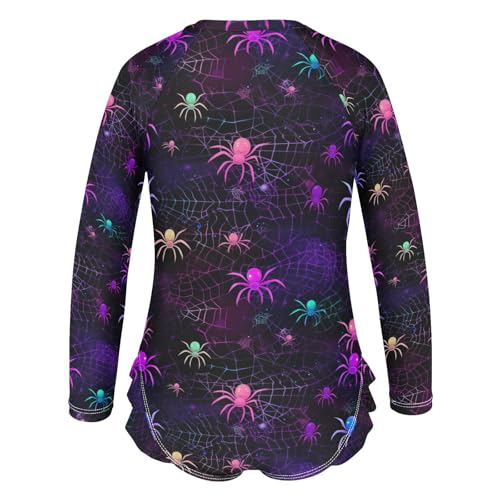 Rainbow Gothic Spiders Girls Long Sleeve Swimsuit UPF 50+ Rashguard Swimwear One Piece Bathing Suit 212166332