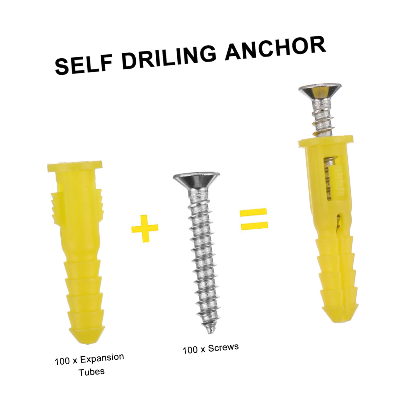 FUNOMOCYA Stainless Steel Drywall Anchors 100pcs Self-Tapping Screws Wall Anchors for Mounting