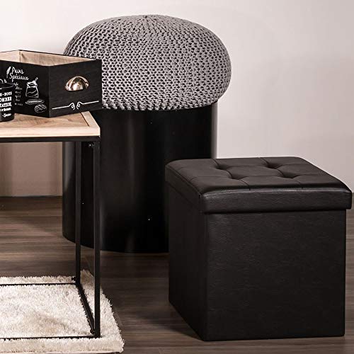 Sitzsack, quadratisch, mit Deckel, Kunstleder, ideal für Wohnzimmer, Schlafzimmer und Home-Office, 38 x 38 x 38 cm, Mod… – Bild 5