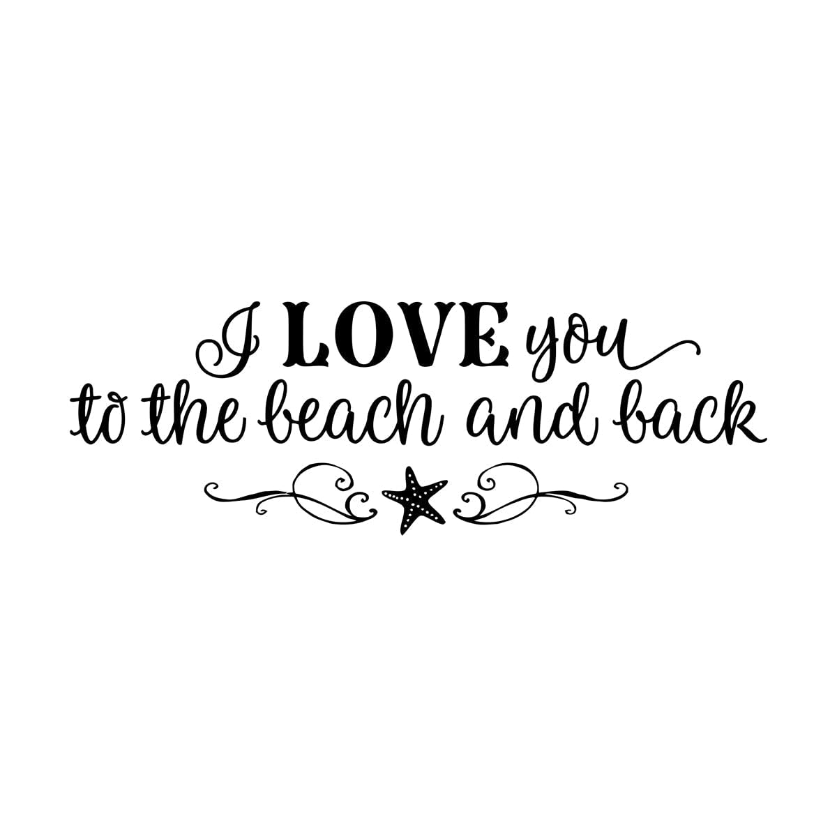 Lzhouting Wall Stickers 1635 I Love You To The Beach And Back Wall Decal Beach Quote L Themed Nursery Vinyl Wall Sticker Starfish Ocean Decor Small - 19X57cm