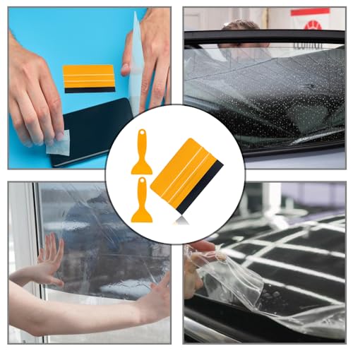 Rakel mit Filzkante, Rakel für Folie, Verkleberakel, Folienrakel mit Filzkante, Auto Folienrakel Set, Hochwertige Folienrakel, mit 2 Plastik Schaber Professioneller