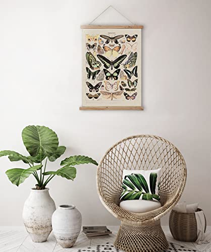 Vintage Butterflies Hanging Poster, Retro Style Of Wall Art Prints, Printed On Linen With Wood Frames, Ready To Hang #TOP3