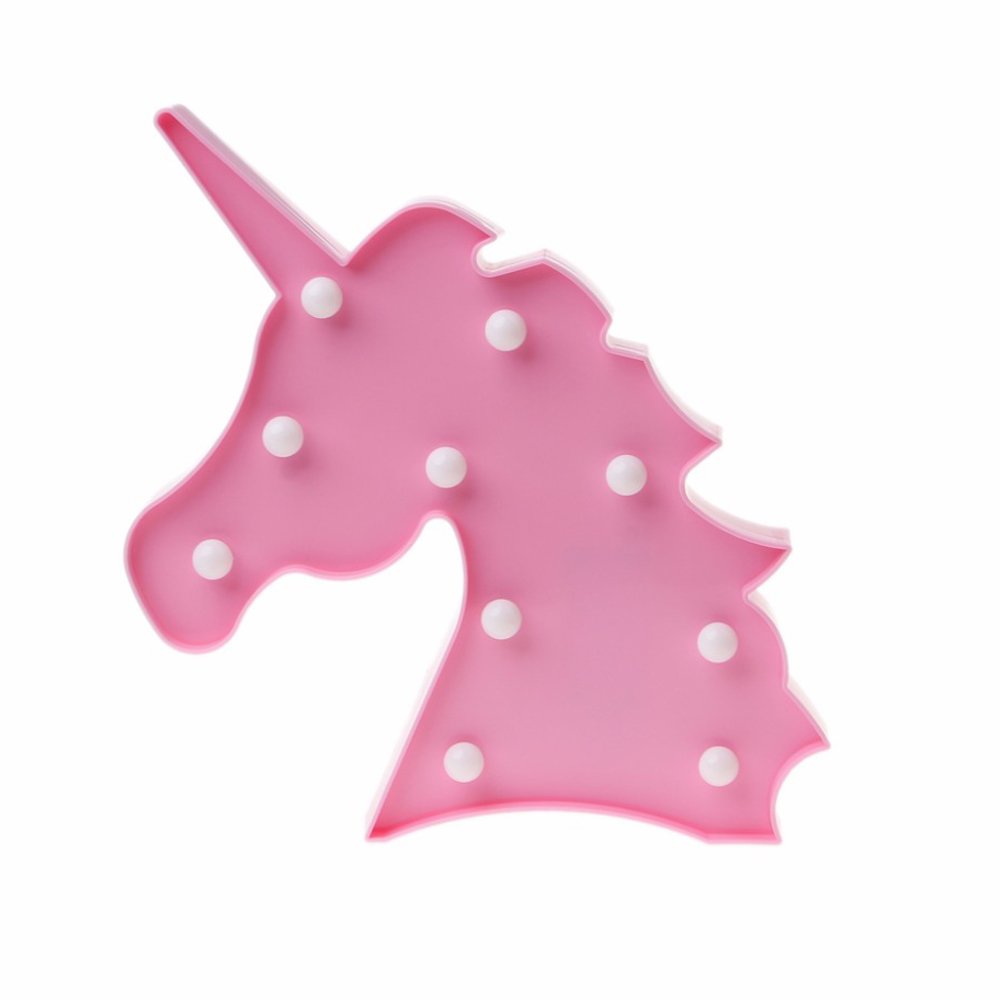 Unicorn HeadLED Decoration Night Lights Lamps for Children Bedroom Wall, Pink