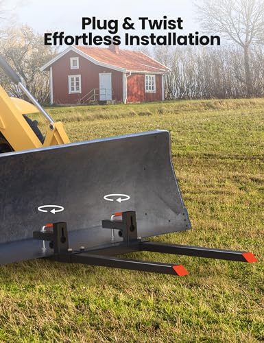 Garvee 60" Clamp on Pallet Forks, 2000LBS Heavy Duty Quick Attach Bucket Fork with Adjustable Stabilizer Bar for Tractor Loader Skid Steer,Black