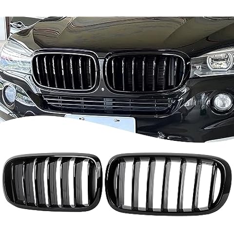 DEKEWEI F15 Grille, Front Kidney Grill for 2014-2018 X5 Series F15 2015-2019 X6 Series F16 X5M F85 X6M F86 (Single Slat Gloss Black Grills, 2pcs) Cover