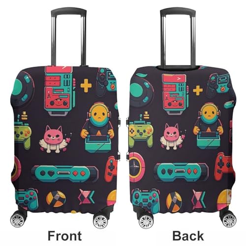 Game Pattern Suitcase Covers Luggage Protector - Travel Elastic Baggage Case Protective, Washable Anti-scratch Large Suit Case Cover for Suitcases Fits 19-32 Inch Luggages S3
