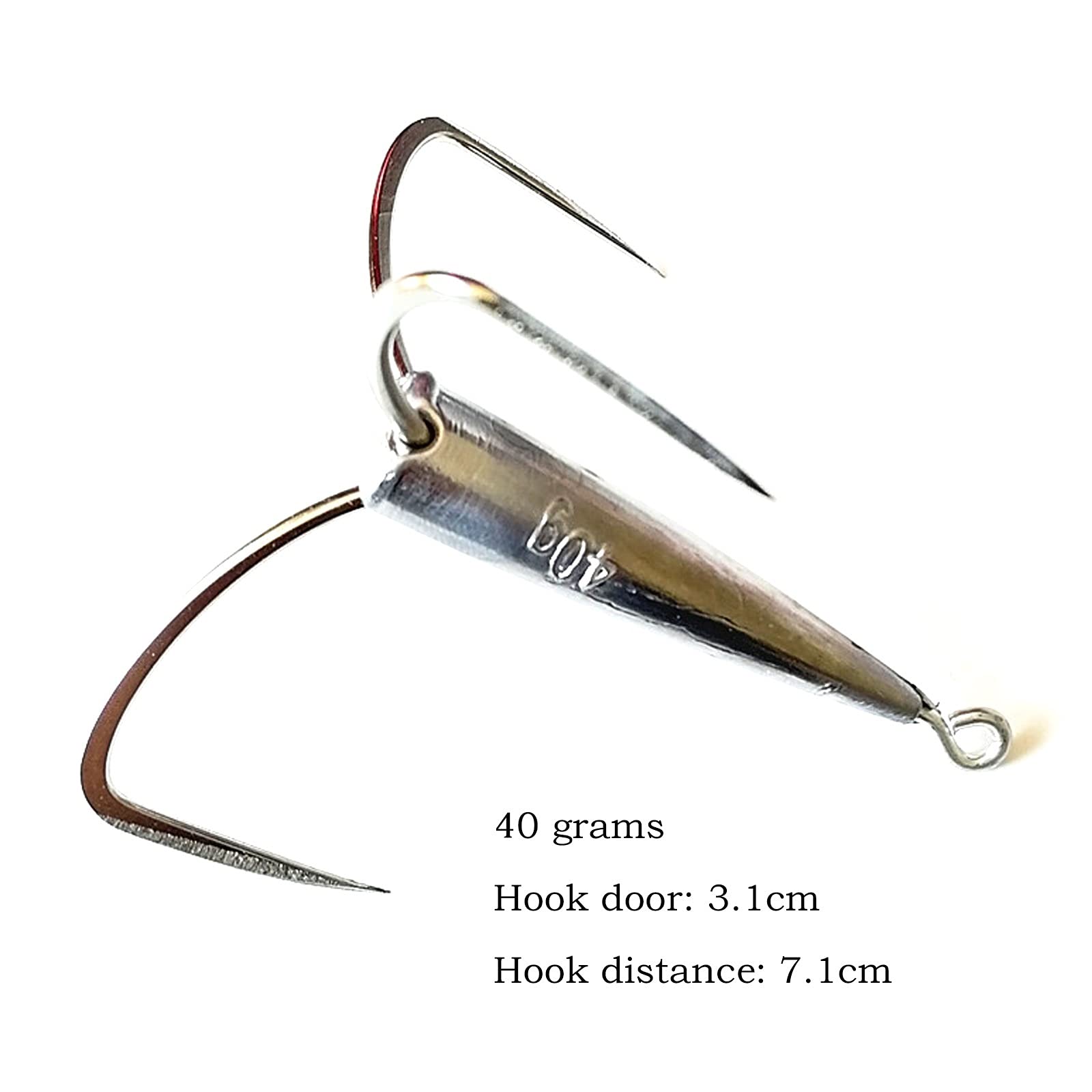 10 Unids, Tres Ganchos De Anclaje, Carpa De Plata, Gancho De Muelle Vertical, Gancho De Anclaje De Plomo De Punta Del Cortador Anti-alojamiento (Size : 40g#)