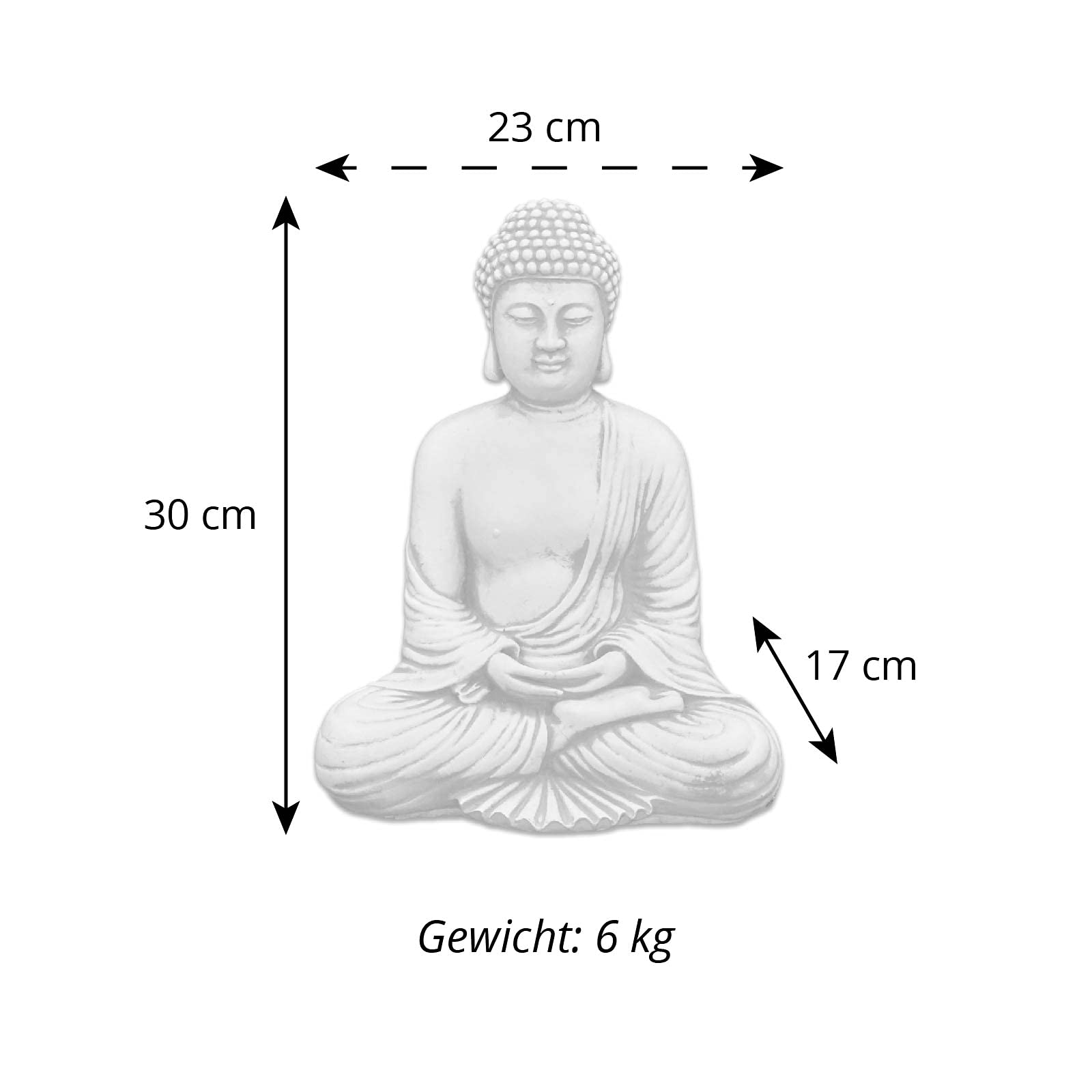 gartendekoparadies.de Buddha in meditazione profonda, statuetta in pietra, altezza 30 cm, 6 kg, grigio, resistente al gelo in pietra per esterni