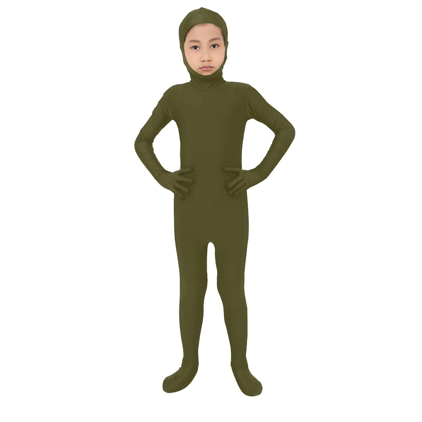 Morph Suits for Adults and Kids Unisex Stealth Suits for Stage Performance and Costume Events Dress Full Body Morph Suits Jumpsuits for Boys Girls Cosplay Costume Orange (2-Blackish Green, XL)