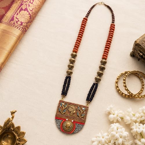 Image of AAKRITI ART CREATIONS Handcrafted Tribal Dhokra Necklace Collection | Royal, Pharaoh & Butterfly-Inspired Artisan Brass Statement Jewelry | Ethnic, Elegant & Artistic Necklaces for Women