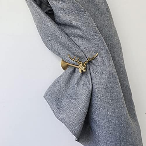 Curtain Holders for Wall Deer Metal Curtain Tiebacks Window Treatment Hardware Swag Holders Decorative Curtain Hooks Holdback(Gold-13.5 * 8.5 * 5.5cm)