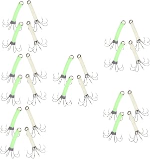 NOLITOY 24 Peças Gancho De Lula Isca De Pesca Brilhante Para Peixes De Água Doce Isca De Pesca Isca De Pesca Luminosa Isca Dura Equipamento De Pesca Isca De Afundamento Para Girar Isca